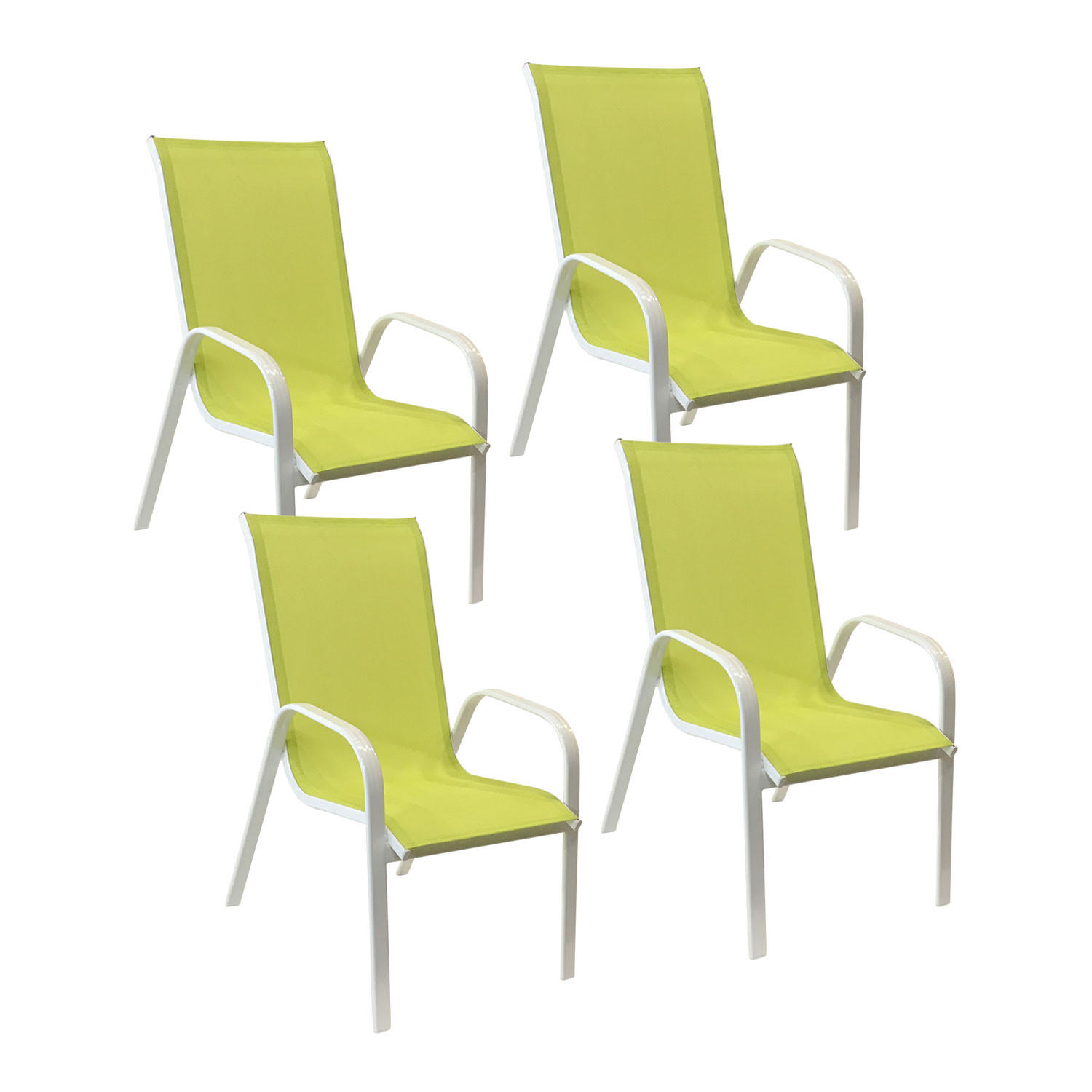 GARTENSTÜHLE Marbella Grün und Weiß 4er-Set - Grün, Kunststoff (56.5/92.5/76cm) - Happy Garden