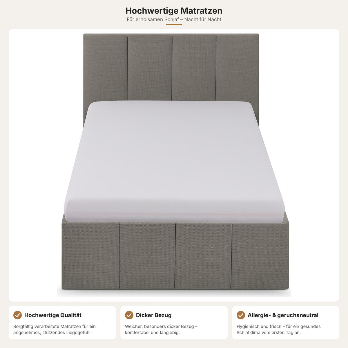 POLSTERBETT Dalas Granitgrau 120 x 200 x 40 cm Stauraum Mit hochwertiger Matratze H2 (bis 100 kg) und Lattenrost - Dunkelgrau, Holz (120/200cm) - Halmon Schlafkomfort Betten 