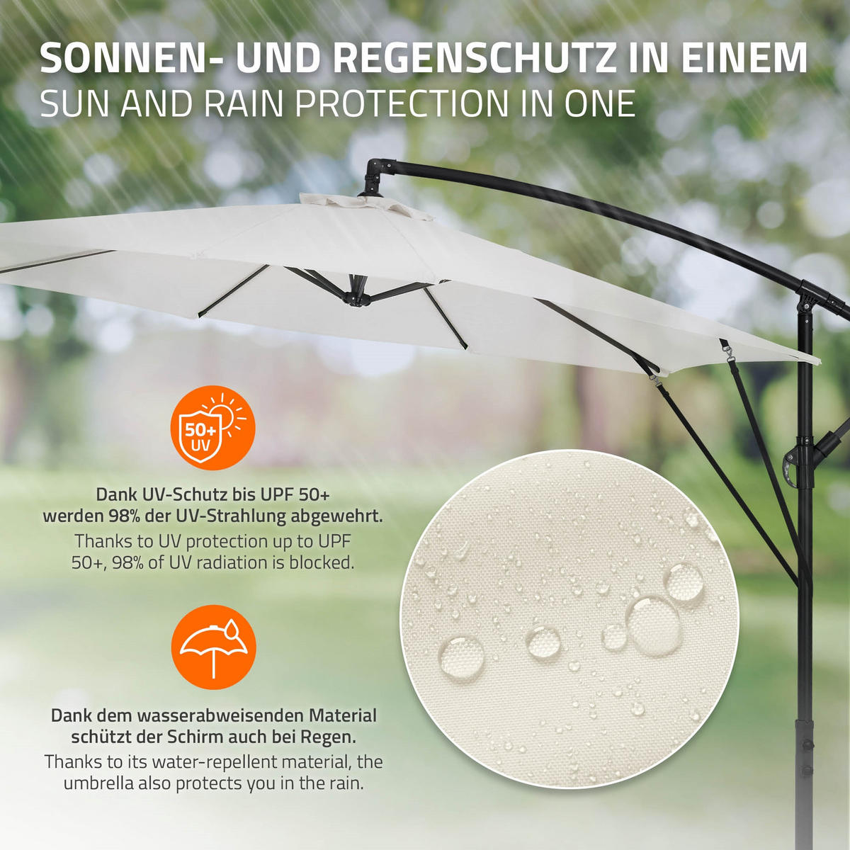 AMPELSCHIRM Ø 300 cm in Beige aus Aluminium - Beige, Metall (300/300cm) - ML-DESIGN