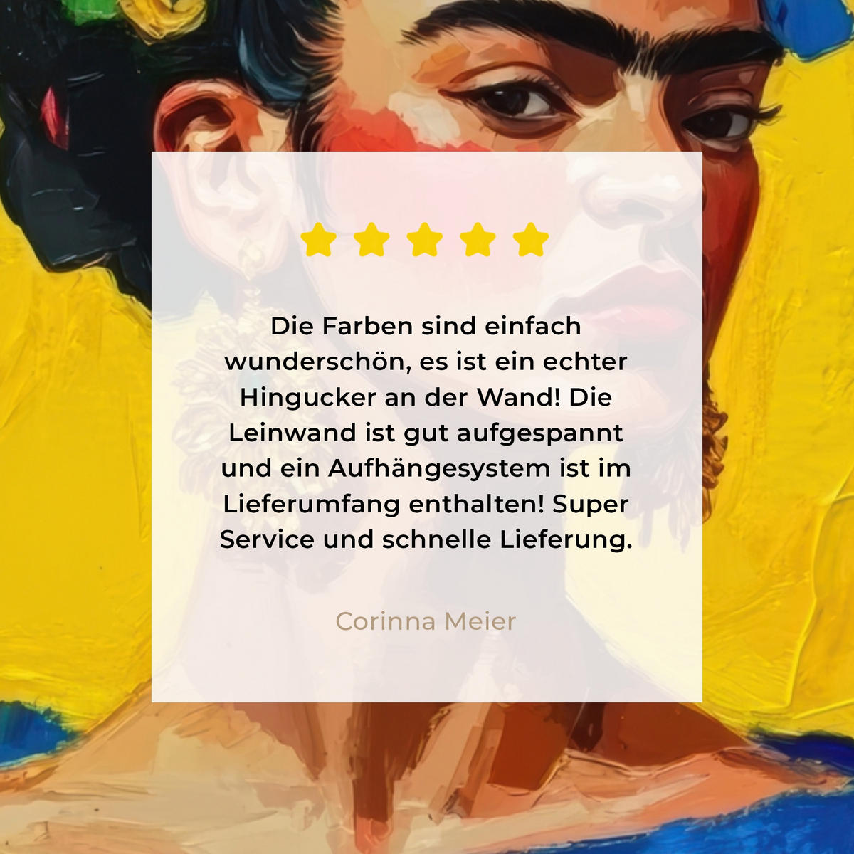 LEINWANDBILD Frida Kahlo - Frau - Gelb - Blau - Blumen 60x80 cm - Gelb, Textil (60/80cm) - MuchoWow