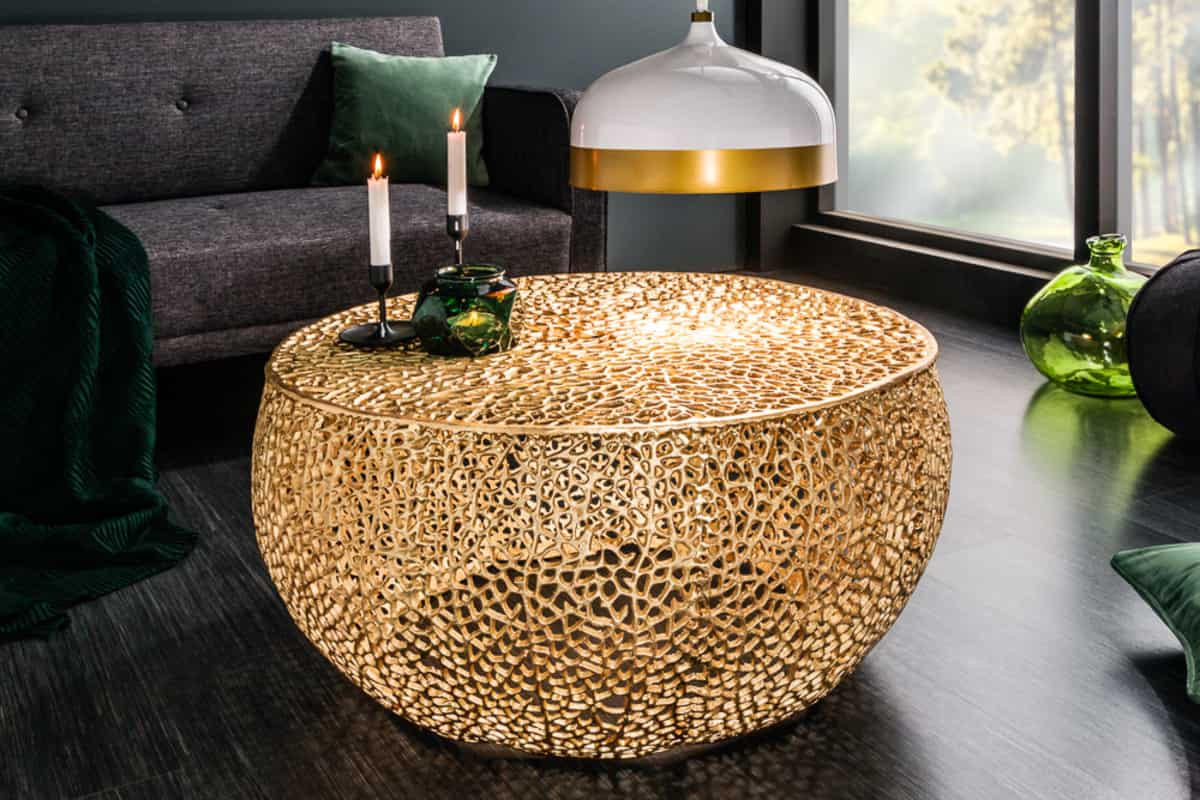 COUCHTISCH ABSTRACT LEAF Metall Gold 80 cm - Goldfarben, Metall (78/80/41cm) - riess-ambiente