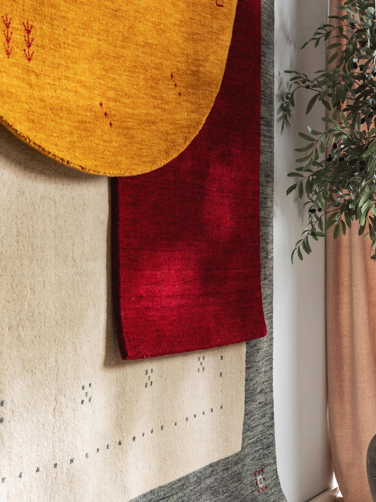 WOLLTEPPICH rund Jamal Gelb ø 200 cm rund - Gelb, Textil (200/200cm) - benuta Nest