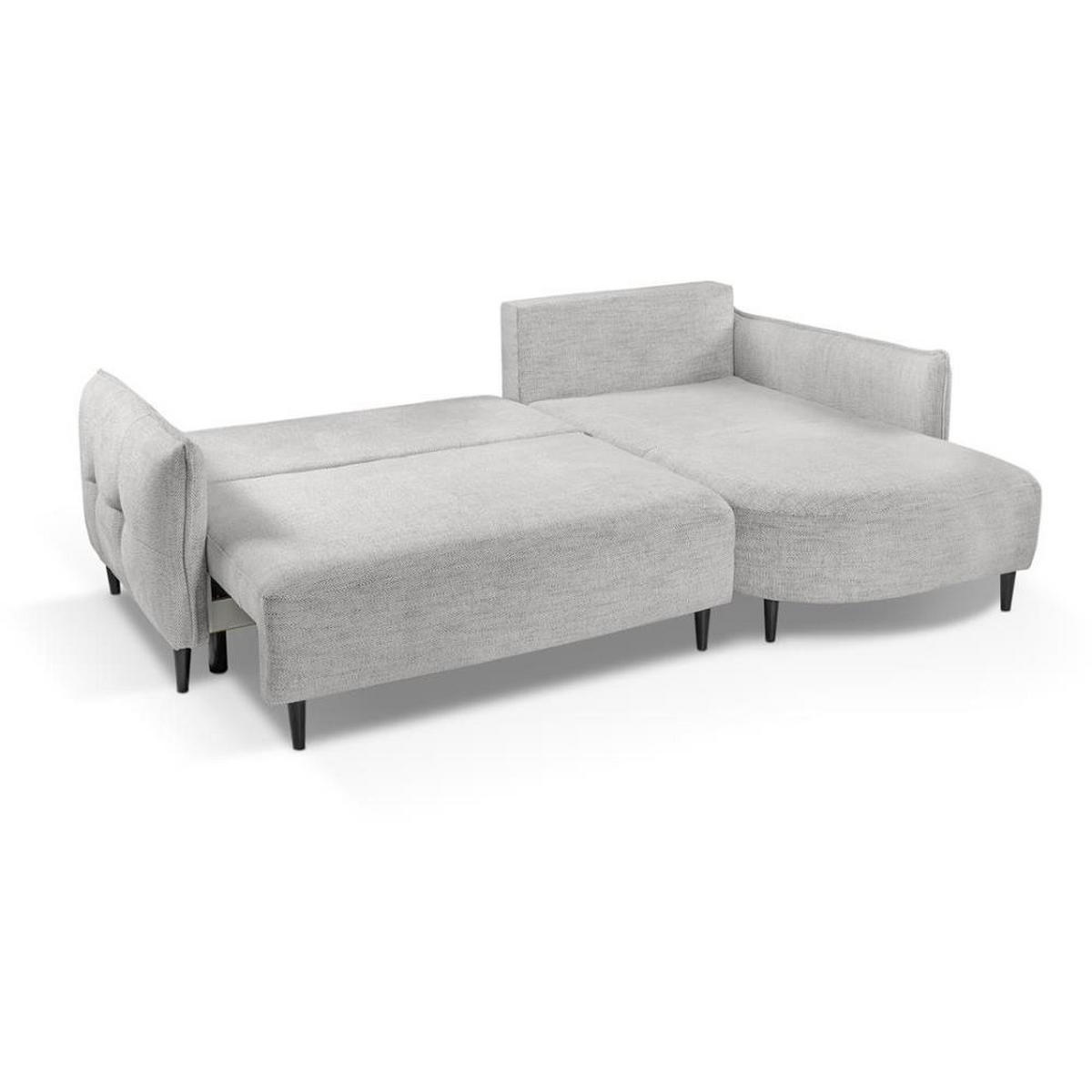 ECKSCHLAFSOFA Sycylia rechts hellgrau - Hellgrau/Schwarz, Textil (244/165cm) - Beautysofa