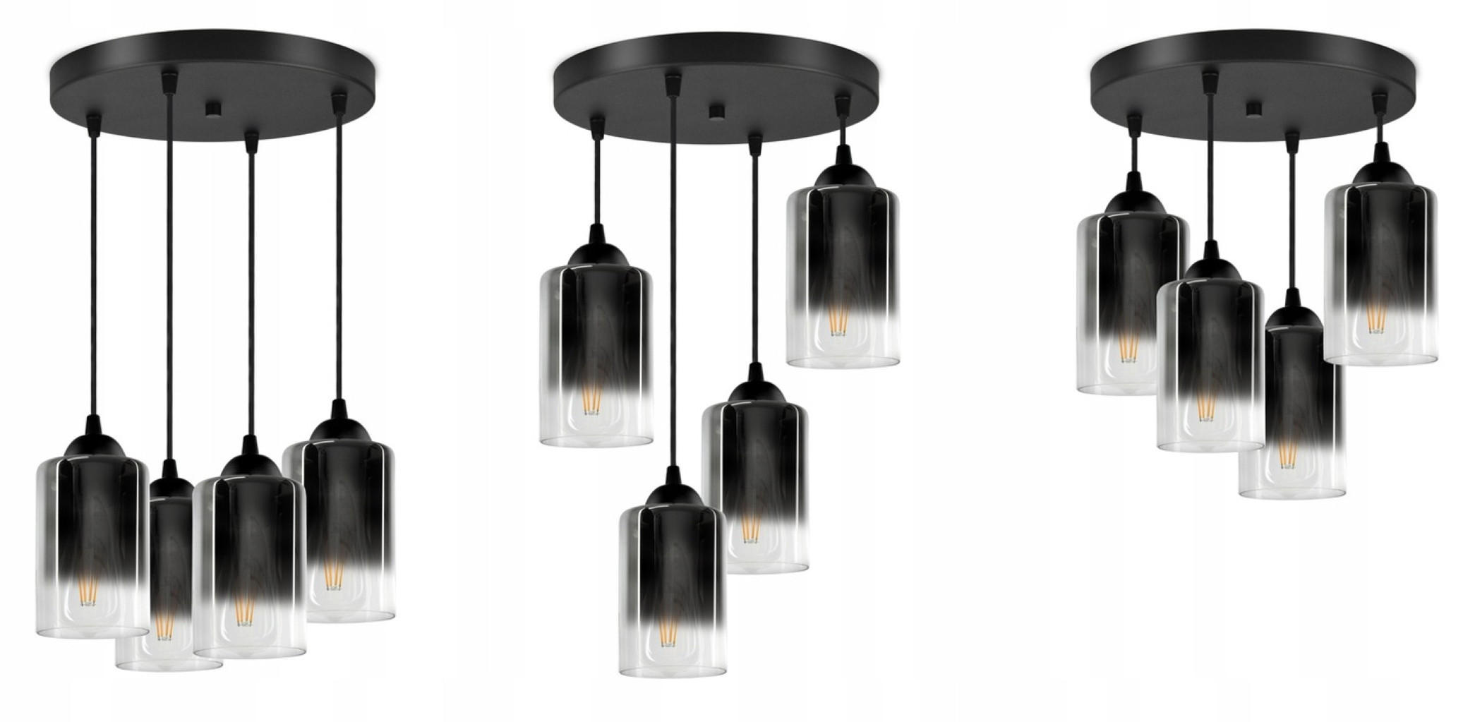 PENDELLEUCHTE GRAF - Transparent/Anthrazit, Glas/Metall (35/35/80cm) - kiki design