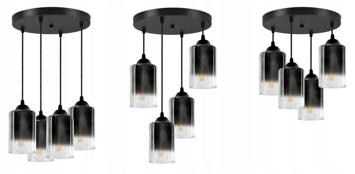 PENDELLEUCHTE GRAF - Transparent/Anthrazit, Glas/Metall (35/35/80cm) - kiki design