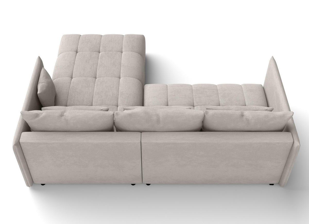 ECKSOFA L Form Cosmova Beige 245/182/83 cm mit Schlaffunktion - Beige/Schwarz, Kunststoff/Textil (245/182cm) - AX Living
