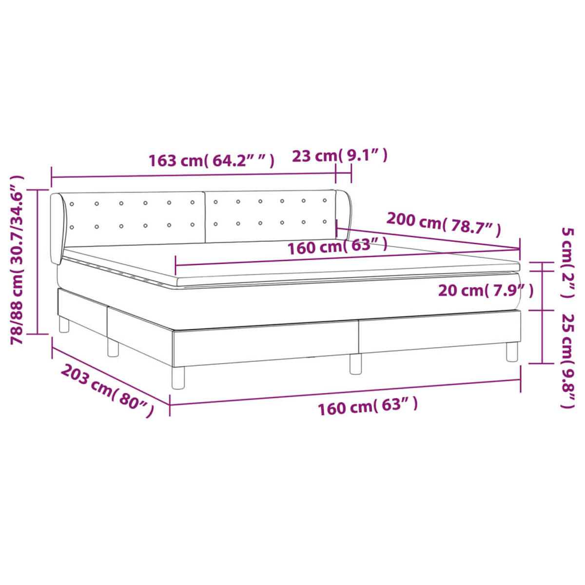 BOXSPRINGBETT Mit Matratze Hellgrau 160/200 Cm Samt - Weiß, Textil (160/200cm) - vidaXL