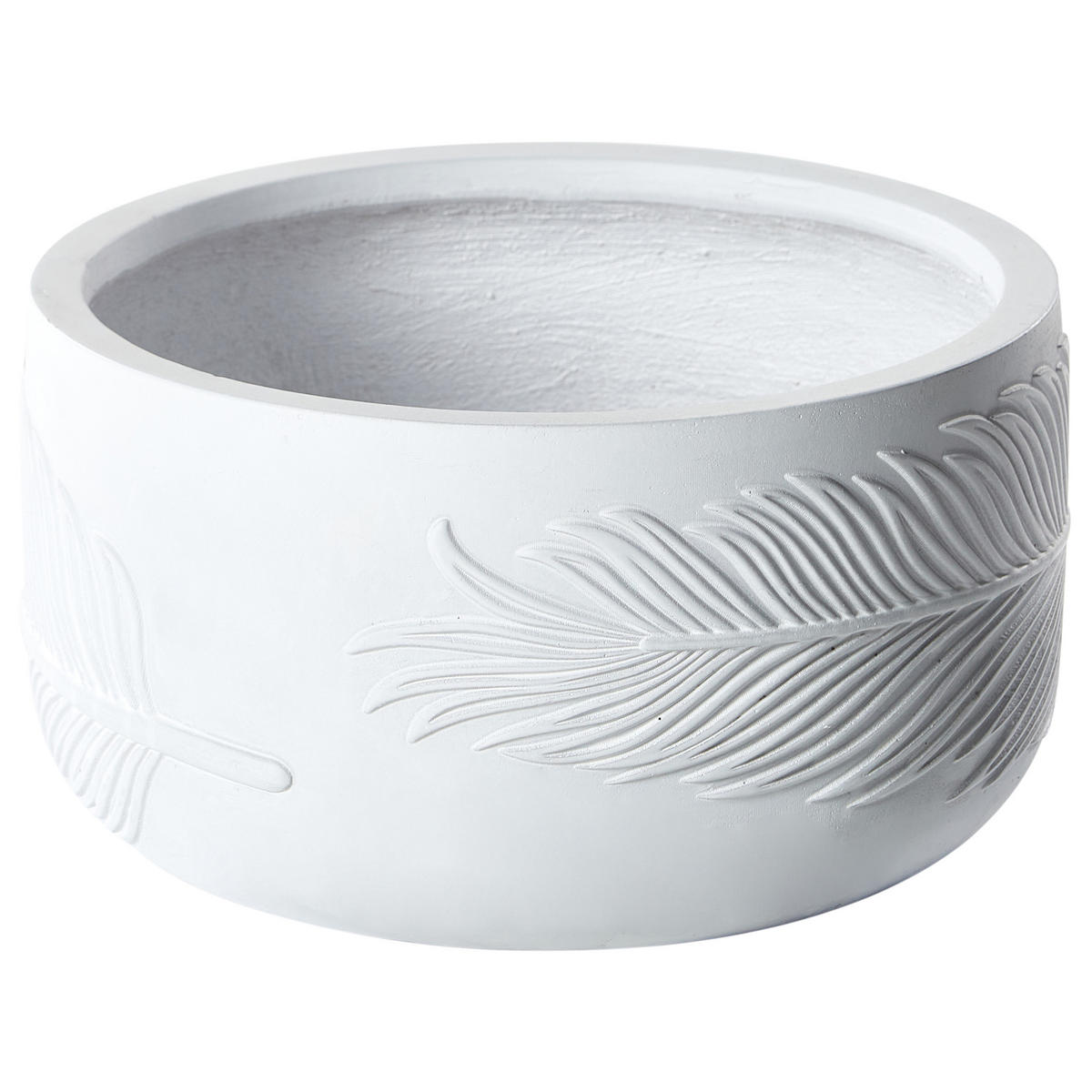 CVETLIČNI LONEC kremasto bela okrogel 43/43/23 cm Ftero - bela, naravni materiali (23cm) - Beliani