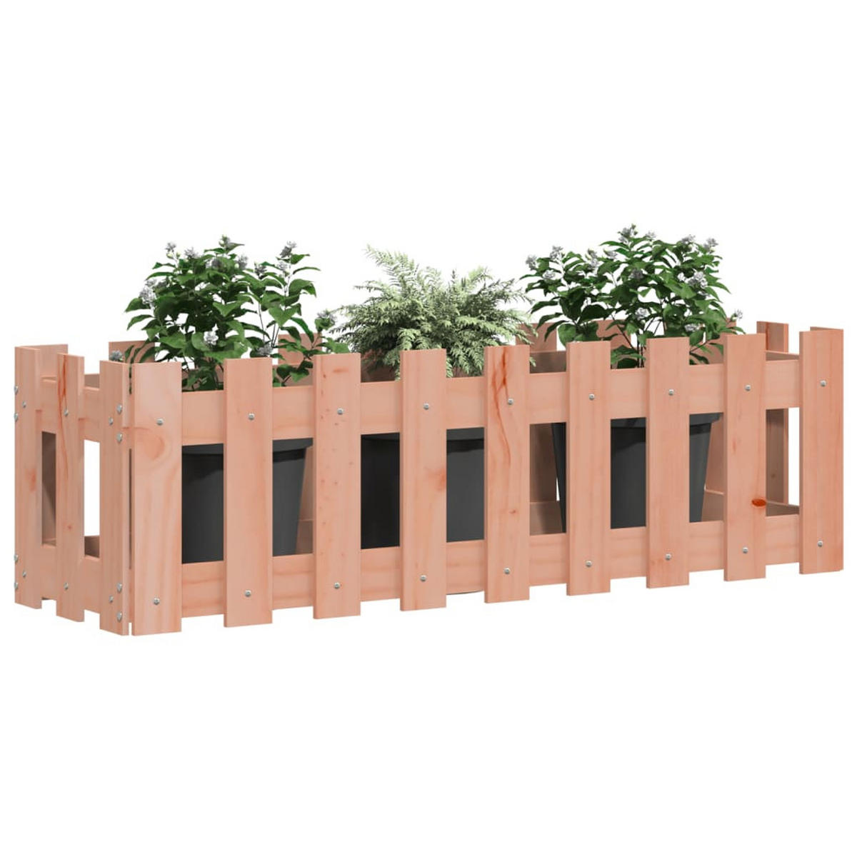 HOCHBEET Lattenzaun-Design 100x30x30 cm Massivholz Douglasie - Rotbraun, Holz (100/30/30cm) - furnicato