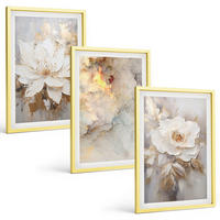 BILDER SET 3er Set - 40x60 cm Goldrahmen - Blumen heller abstrakter Hintergrund - Goldfarben, Kunststoff (40/60cm) - TULUP