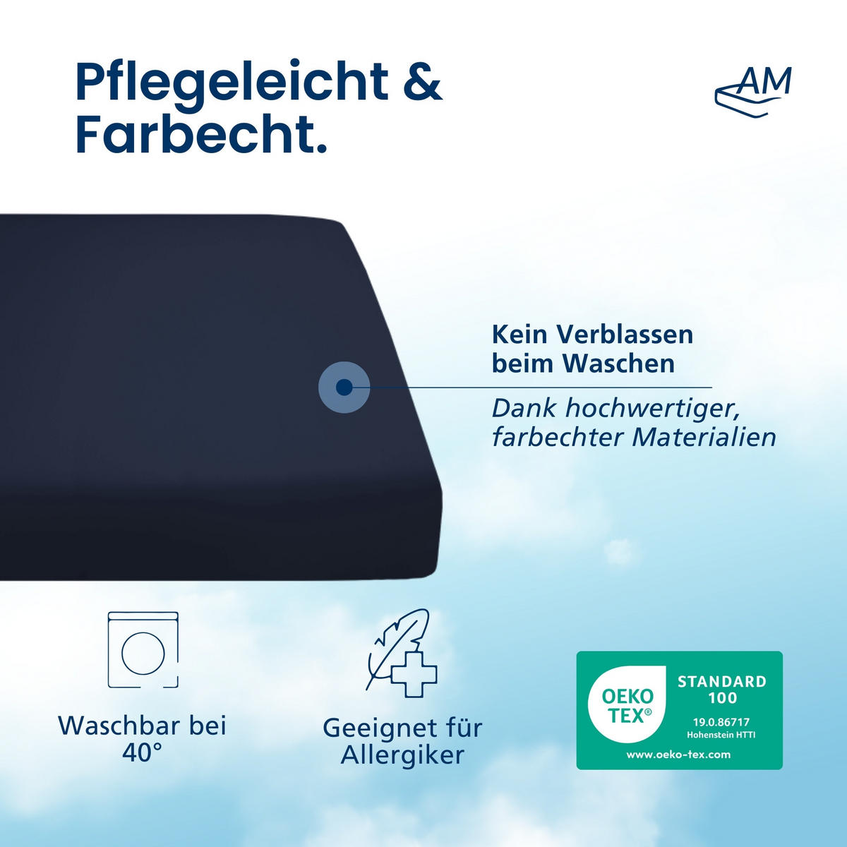 SPANNBETTLAKEN TOPPER 120/190/12 cm Dunkelblau - Dunkelblau, Textil (120/190cm) - AM Qualitätsmatratzen