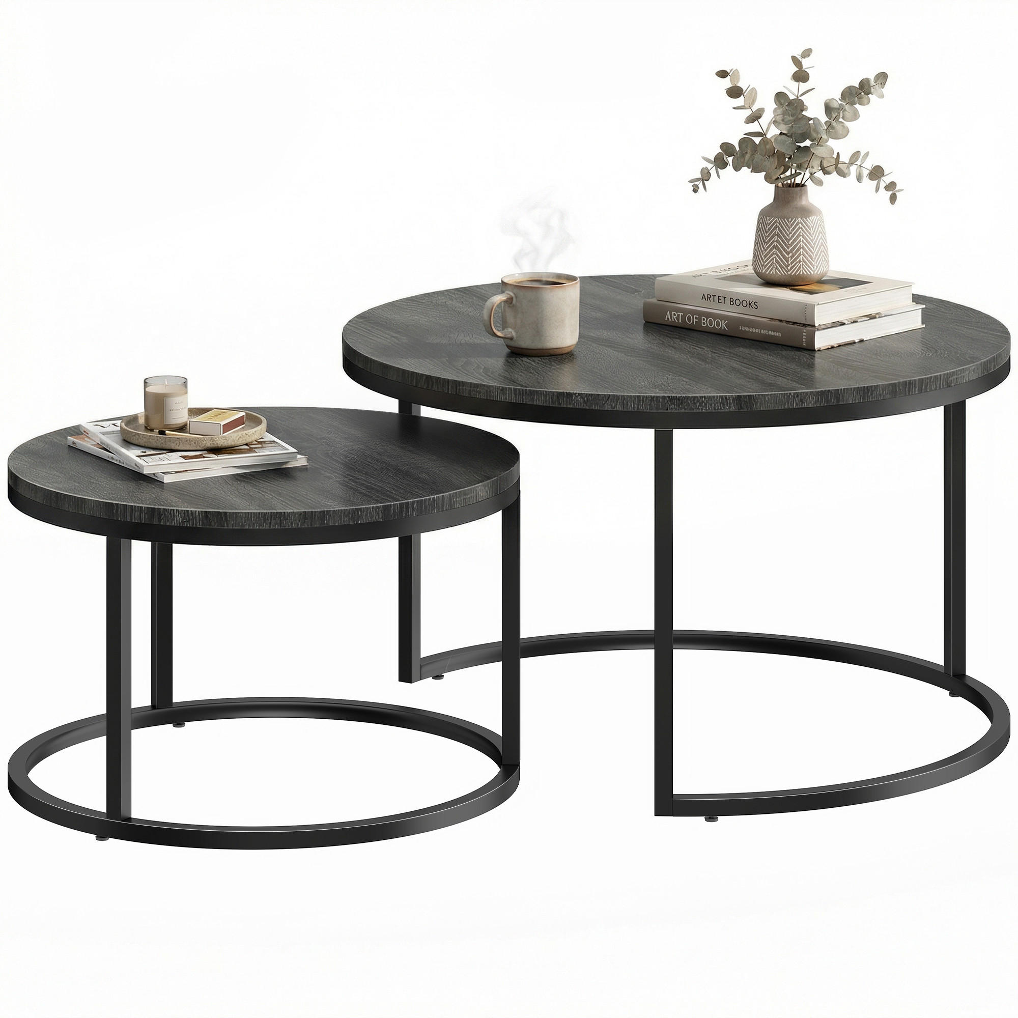 COUCHTISCH-SET Schwarz 2er-Set - Schwarz, Holzwerkstoff (78.5/78.5/46.5cm) - PANGIVO