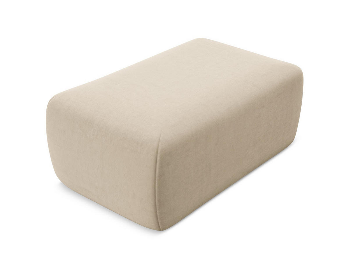 POUF Samt Stoff Beige - Beige/Creme, Kunststoff/Textil (102/40/62cm) - Makamii