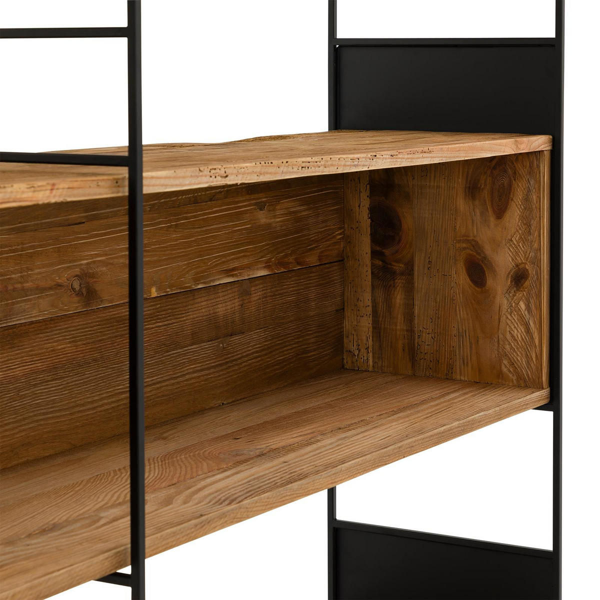 REGAL AMAGI natur, schwarz - Naturfarben, Holz (181/190/35cm) - IDIMEX