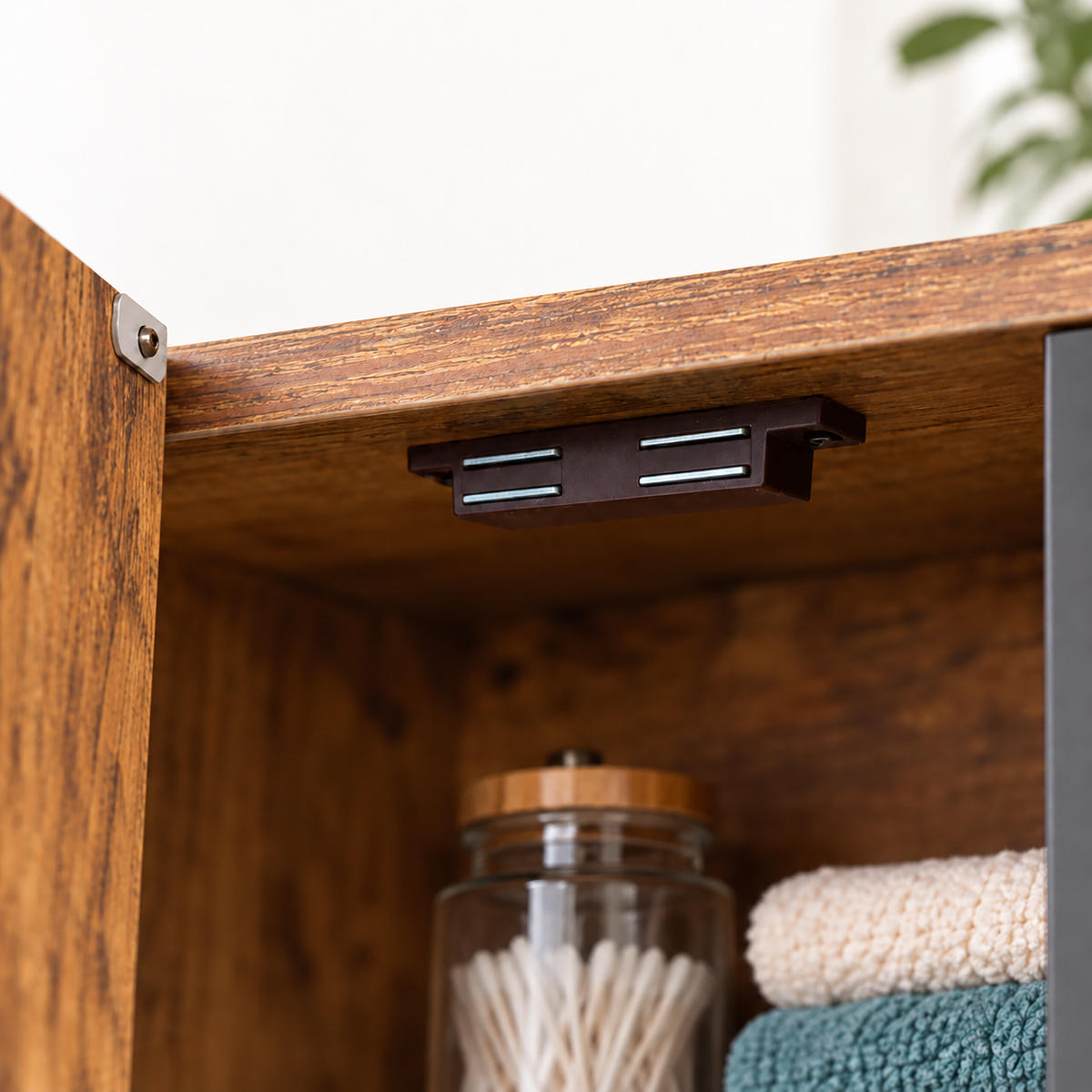 WASCHMASCHINENSCHRANK Schwarz 2 Schrankfächer über Waschmaschine - Braun, Holzwerkstoff/Metall (64/170/27cm) - Relaxdays