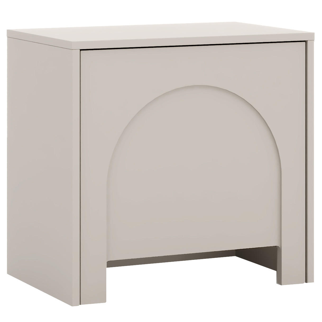 NACHTTISCH Amaro mit 1 Tür, gefrästen Bogenfronten, Push-to-Open, Kaschmir - Kaschmir, Holzwerkstoff (53/51/35cm) - Beautysofa