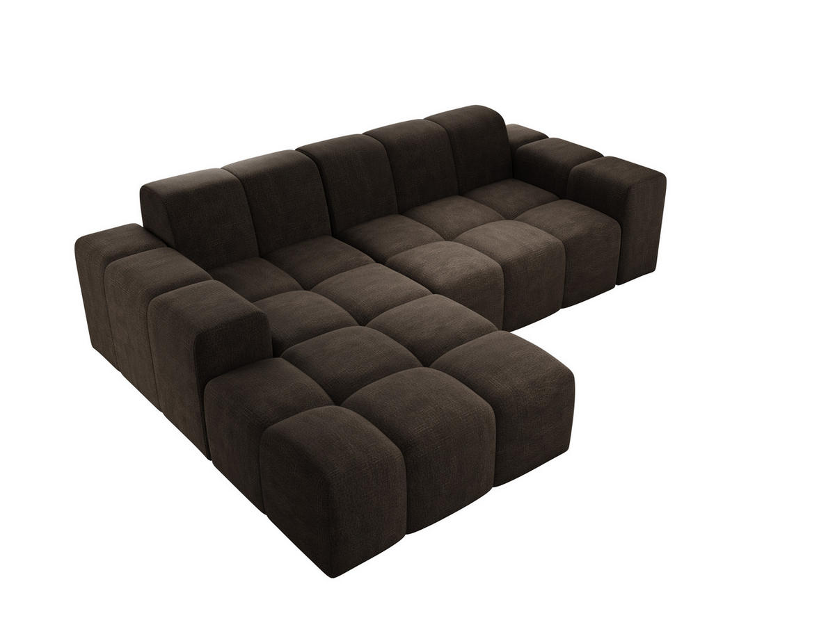 ECKSOFA Fogo ohne Schlaffuktion, L-Form, Sofa Links, Veloursstoff, 245x68x180 cm, Braun - Braun, Holz (180/245cm) - PROMETO Möbel