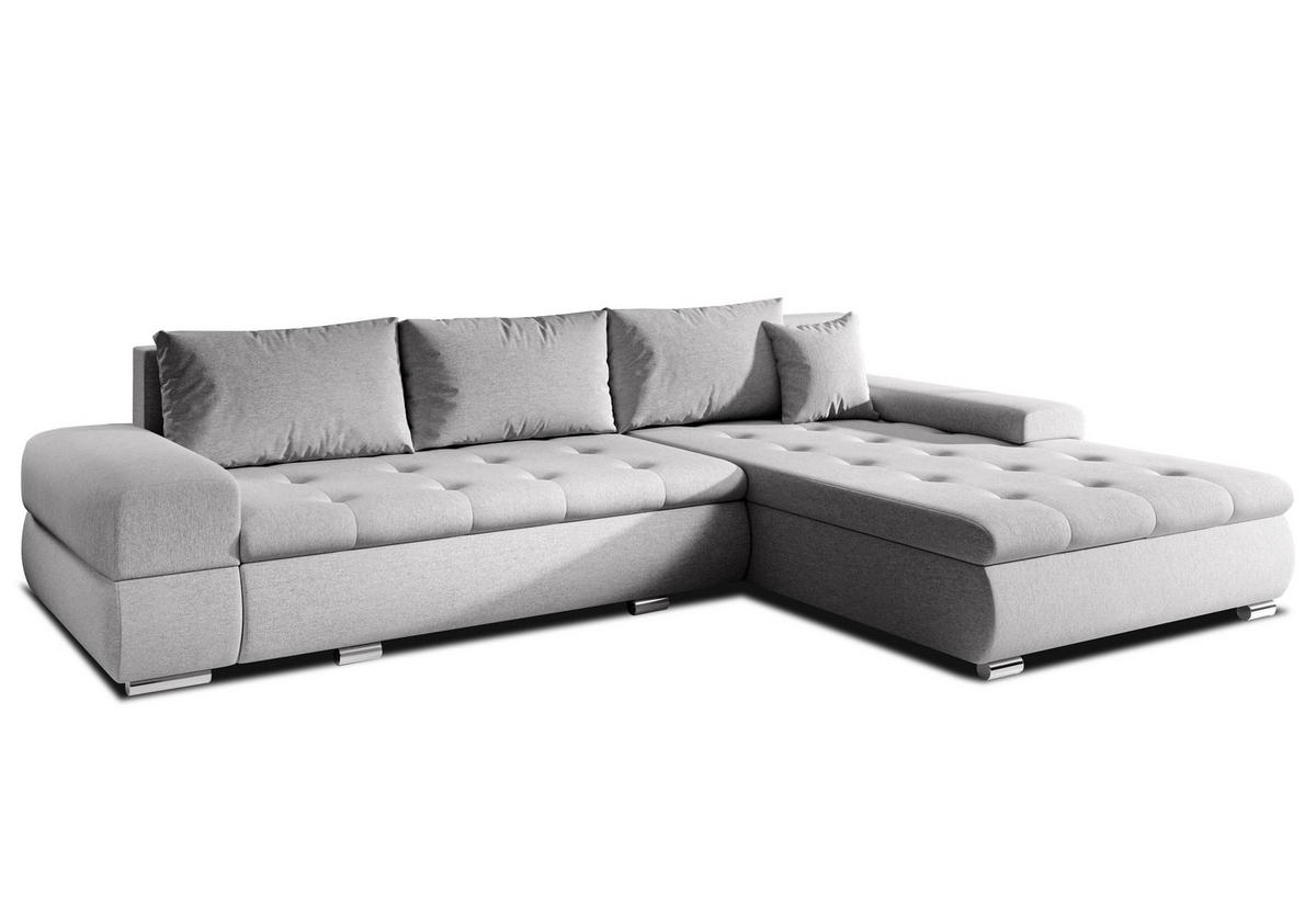 ECKSOFA L Form Sivaso Hellgrau 310/210/85 cm – mit Schlaffunktion und Bettkasten - Silberfarben/Hellgrau, Textil/Metall (310/210cm) - AX Living