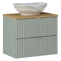 WASCHTISCHKOMBI 60 cm 3 Teile - Line Reed Green L BM79 in Schilfgrün/ Evoke Eiche - Eiche Artisan/Grün, Holz (60/57/40cm)