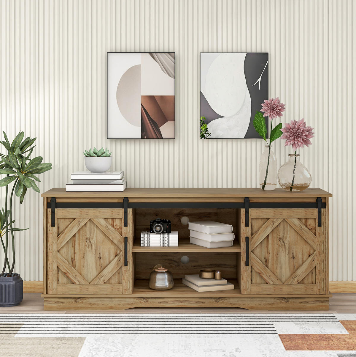 TV-SCHRANK in Braun mit Schiebetüren und höhenverstellbaren Regalen 150/40/60 cm - Braun, Holzwerkstoff (150/60/40cm) - Redom