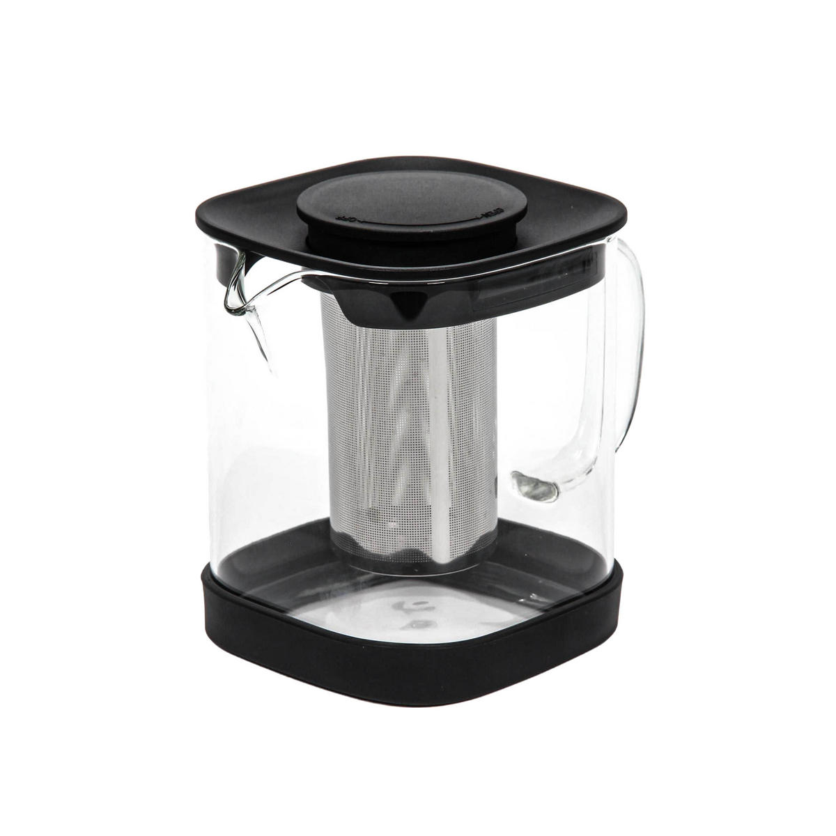 TEEKANNE quadratisch mit Teesieb 1 l - Schwarz, Glas (1L)