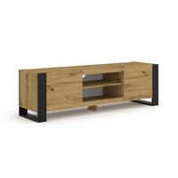 TV STOLÍK Gani Drevo a matná čierna - čierna, kompozitné drevo (158/47/40cm) - Petits-meubles