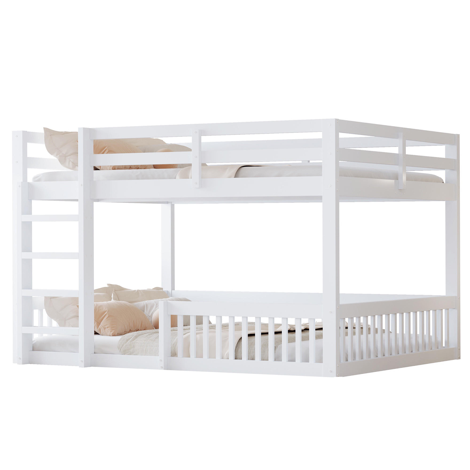 ETAGENBETT 160/200 cm in Weiß mit Schutzgittern und Massivholzkonstruktion - Weiß, Holzwerkstoff - STILVORA