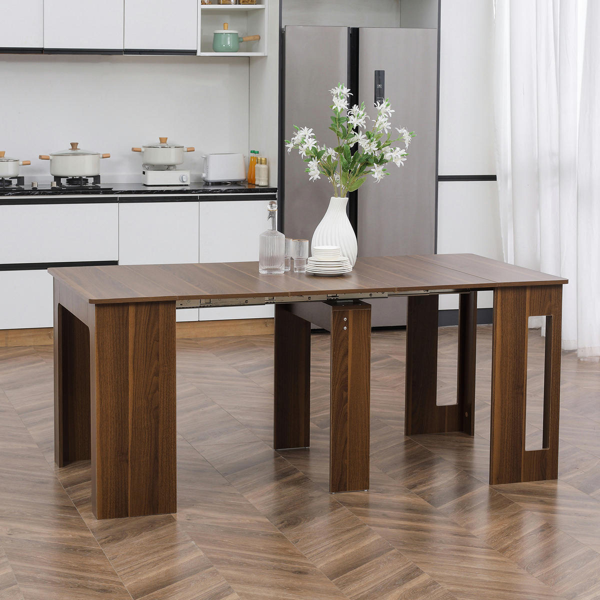 ESSTISCH Klapptisch ausziehbarer Küchentisch Esszimmertisch Holztisch Braun - Braun, Holzwerkstoff (180/85/75cm) - HOMCOM