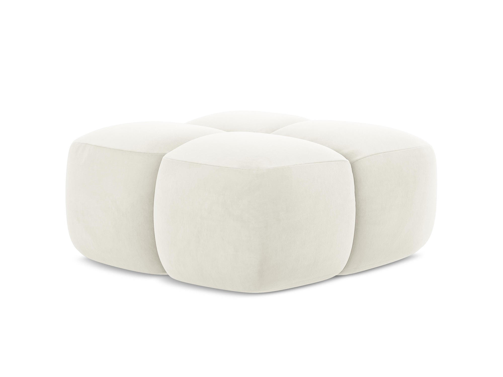 POUF Samt Stoff Beige - Hellbraun/Schwarz, Holzwerkstoff/Kunststoff (90/39/90cm) - Makamii