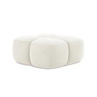 POUF Samt Stoff Beige - Hellbraun/Schwarz, Holzwerkstoff/Kunststoff (90/39/90cm) - Makamii