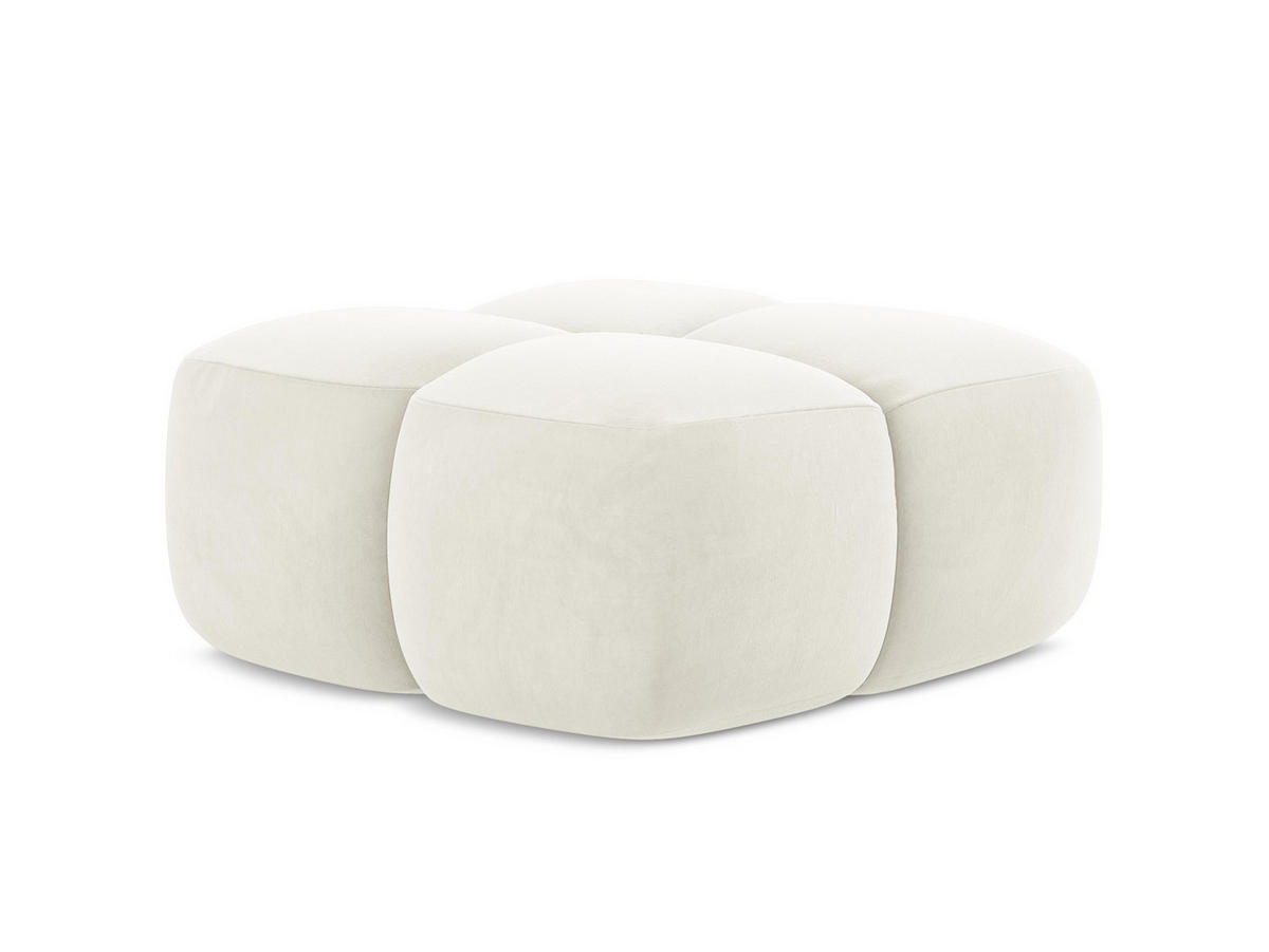 POUF Samt Stoff Beige - Hellbraun/Schwarz, Holzwerkstoff/Kunststoff (90/39/90cm) - Makamii