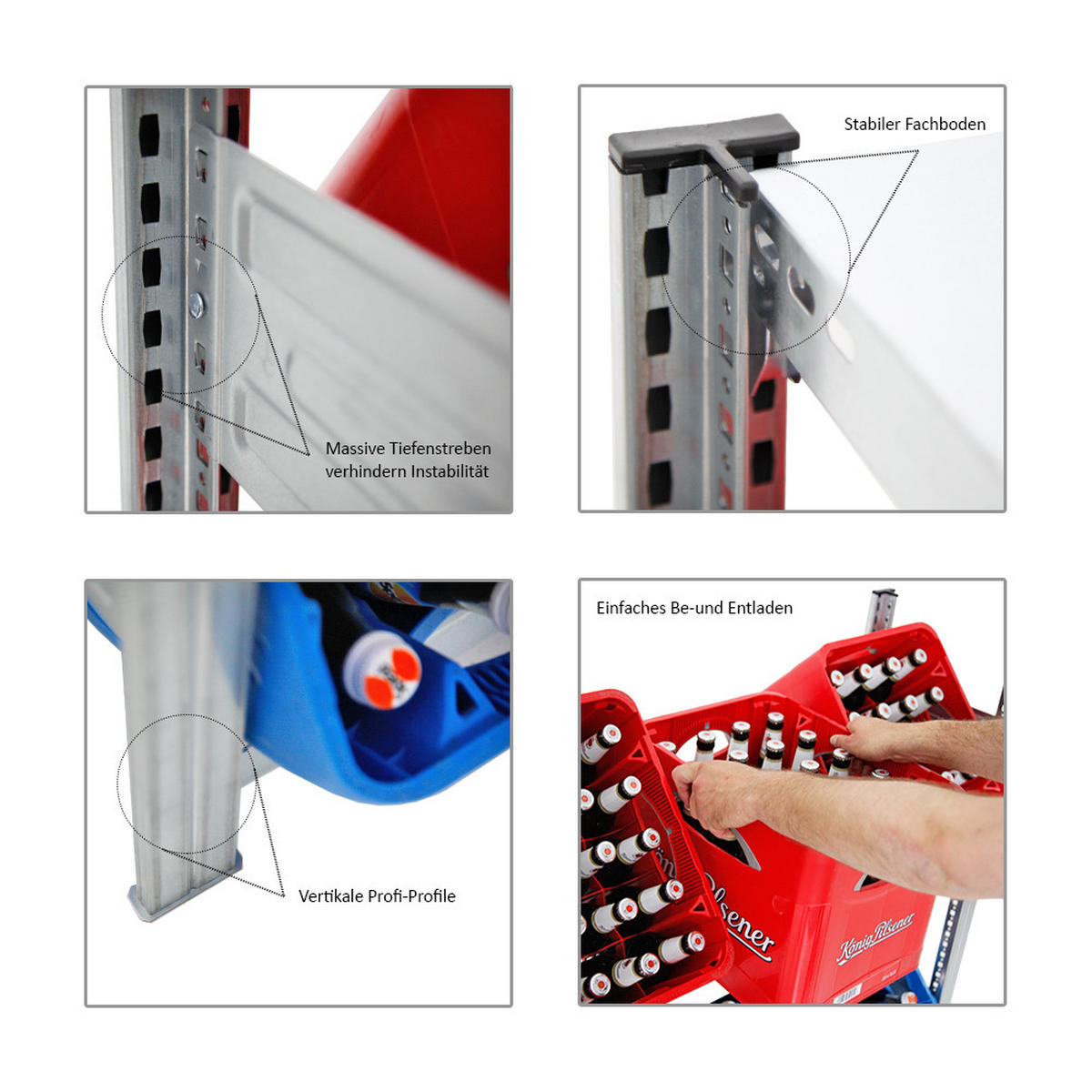 GETRÄNKEKISTEN- & WEINREGAL Chiemsee VINO 175x106x33,5cm 6 Kisten auf 2 Ebenen + 38 Flaschen auf 2 Ebenen + Board Lichtgrau - Hellgrau, Metall (106/175/33.5cm) - PROREGAL