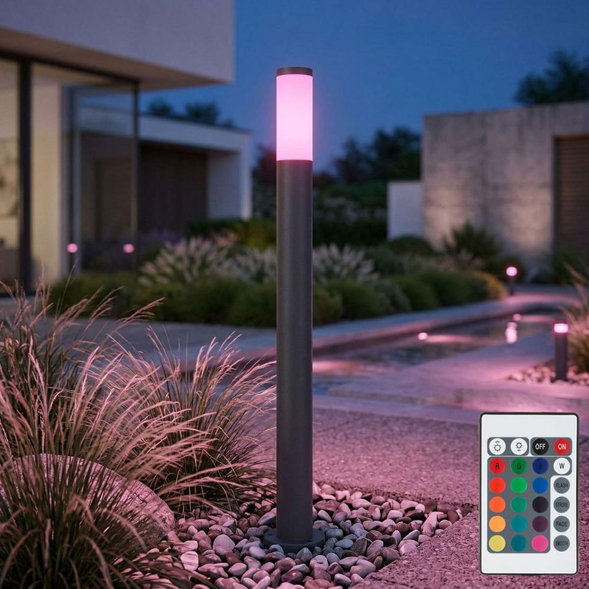 LED AUßENLEUCHTE BOSTON Edelstahl Anthrazit - Anthrazit, Metall (12.7/12.7/110cm) - Globo Lighting