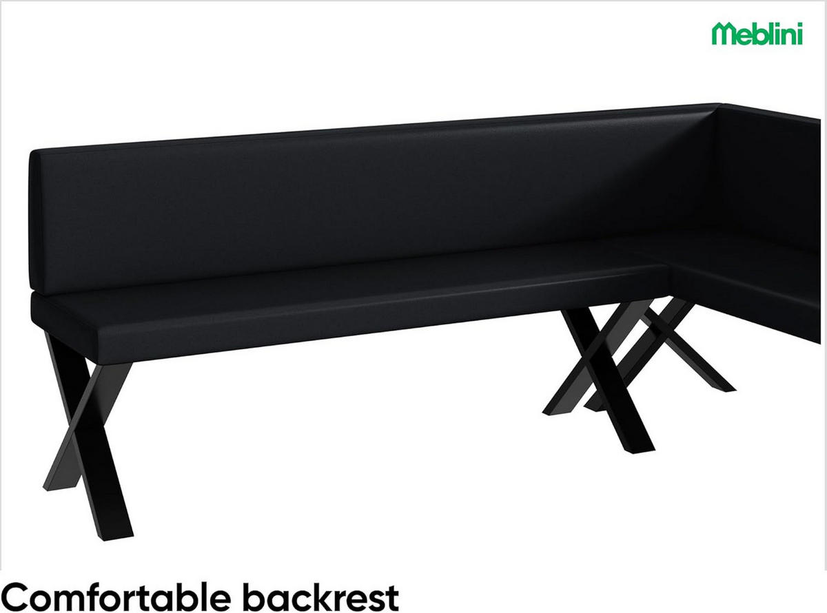 ECKBANK TONI_X - Schwarz, Leder (142/196cm) - Meblini