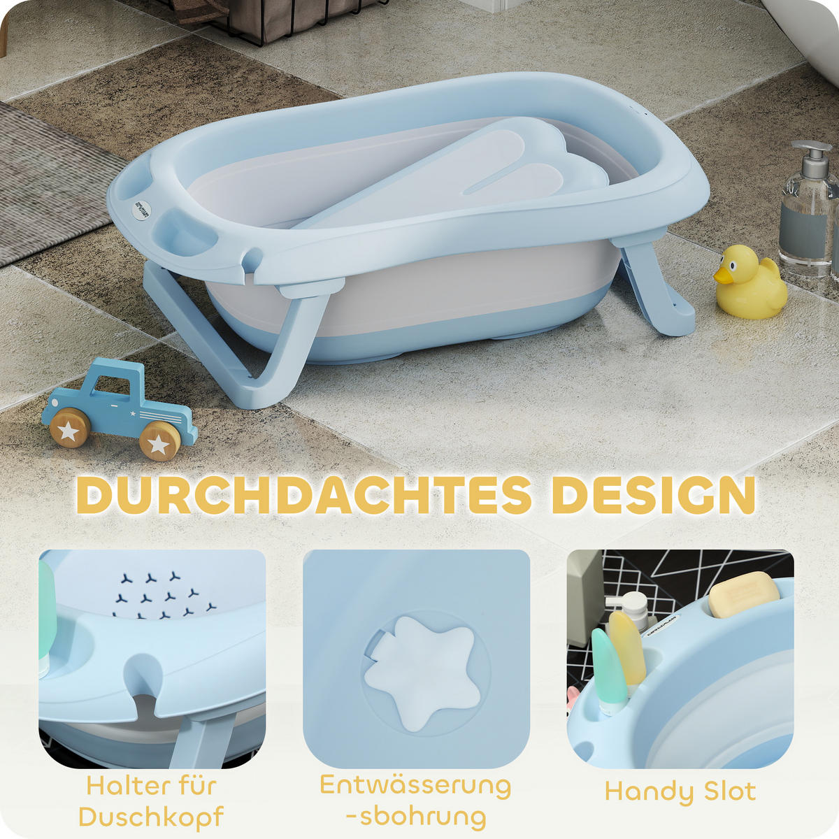 BABYWANNE, Kunststoff, TPE, Hellblau - Hellblau, Kunststoff (48/83cm) - AIYAPLAY