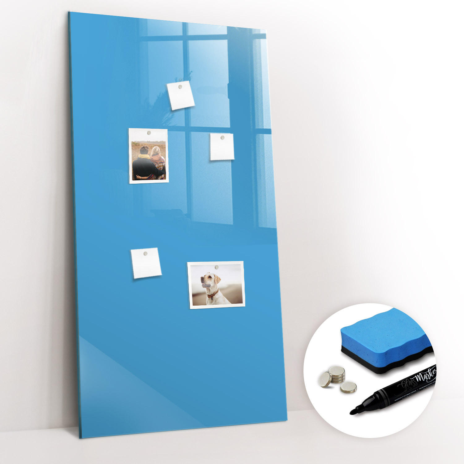 MAGNETTAFEL 60x120 Blau schwarzer Marker - Blau, Glas (60/0.4/120cm) - TULUP