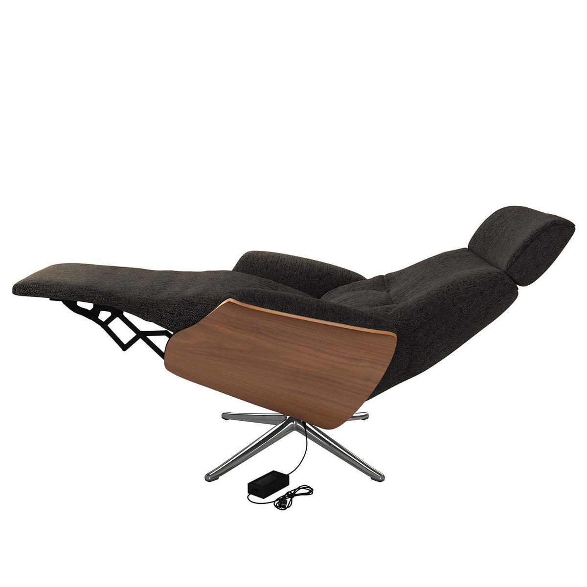 SESSEL - elektrisch verstellbar - Chromfarben/Schwarz, Textil/Metall (83/110/88cm) - home24