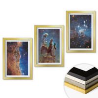 WANDBILDER 3er Set - 20x30 cm Goldrahmen - Weltraumlandschaften von Galaxien - Goldfarben, Kunststoff (20/30cm) - ArtPrintCave