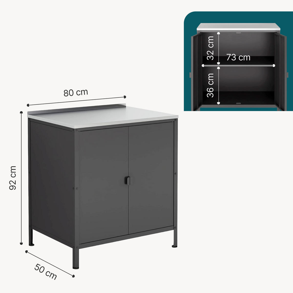 VENKOVNÍ SKŘÍŇ Bolognano - černá, kov (80/92/50cm) - casa.pro