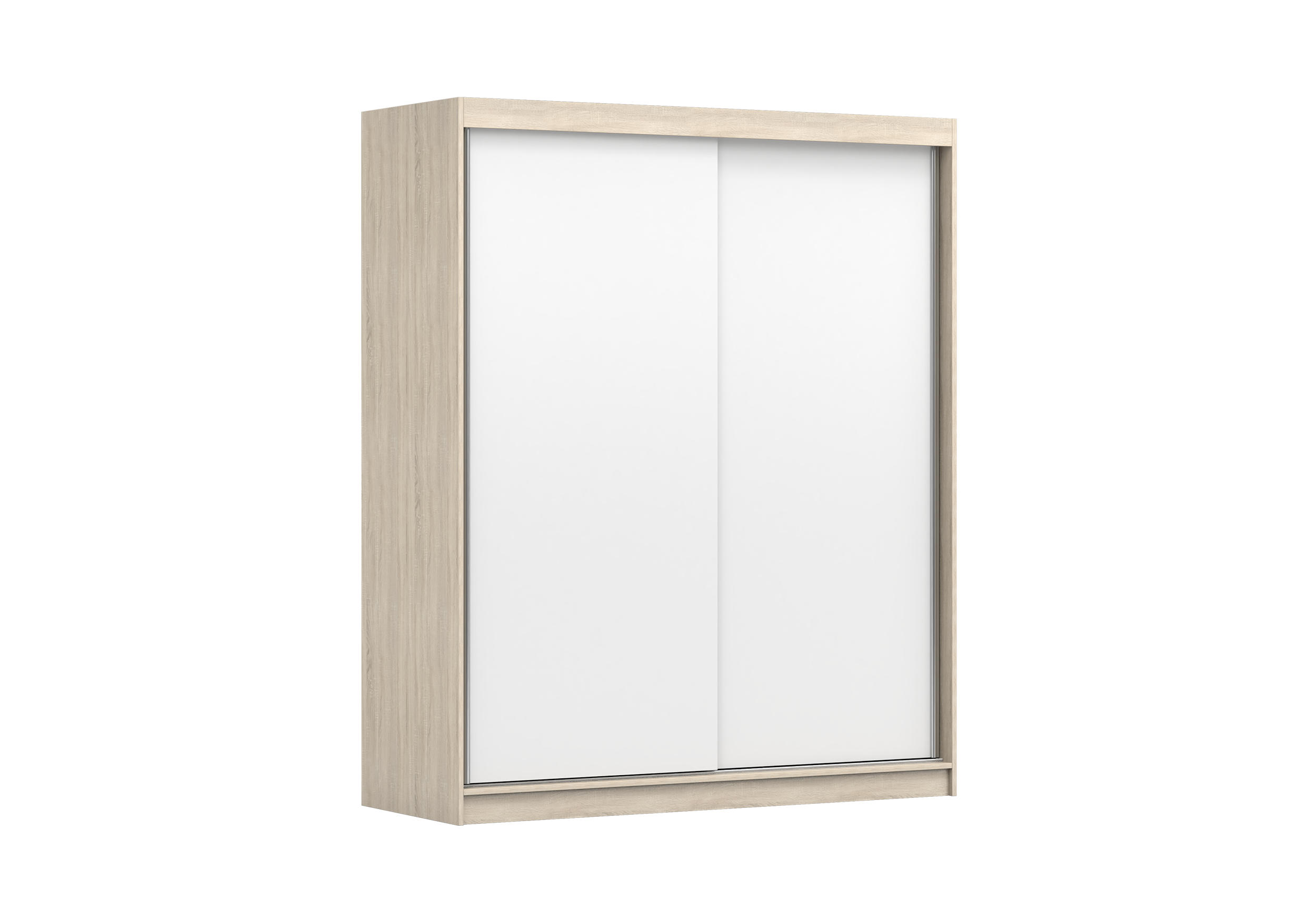 SCHIEBETÜRENSCHRANK - Kleiderschrank EVA 04 - Sonoma + Weiß - Weiß/Sonoma Eiche, Holzwerkstoff (160/195/61cm) - Möblo