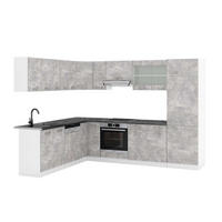 ECKKÜCHE R-Line Beton/Weiß 227 x 287 cm, AP Anthrazit - Schieferfarben/Weiß, Holzwerkstoff (287/81.6/60cm) - Vicco
