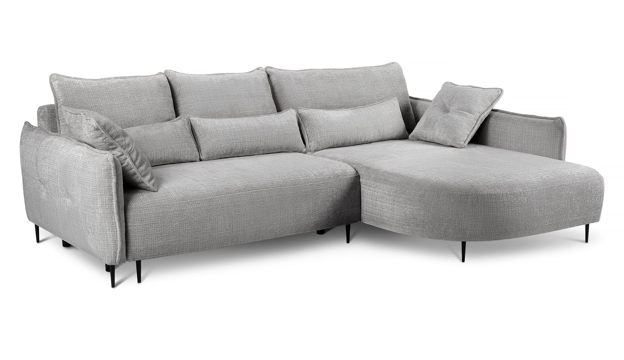 ECKSOFA Oblivio Grau Chenille - Schwarz/Grau, Textil/Metall (285/200cm) - Selsey