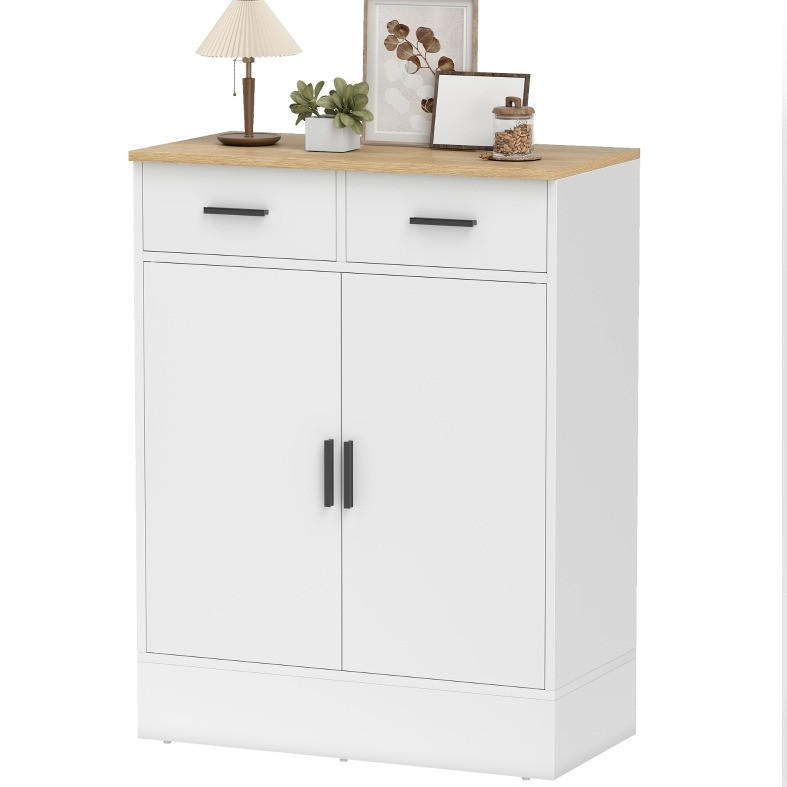 SIDEBOARD aus Holzwerkstoff 68,6x35x90,3 cm Weiß mit 2 Schubladen, verstellbarem Regal und viel Stauraum - Weiß, Holzwerkstoff (68.6/90.3/35cm) - Modfu