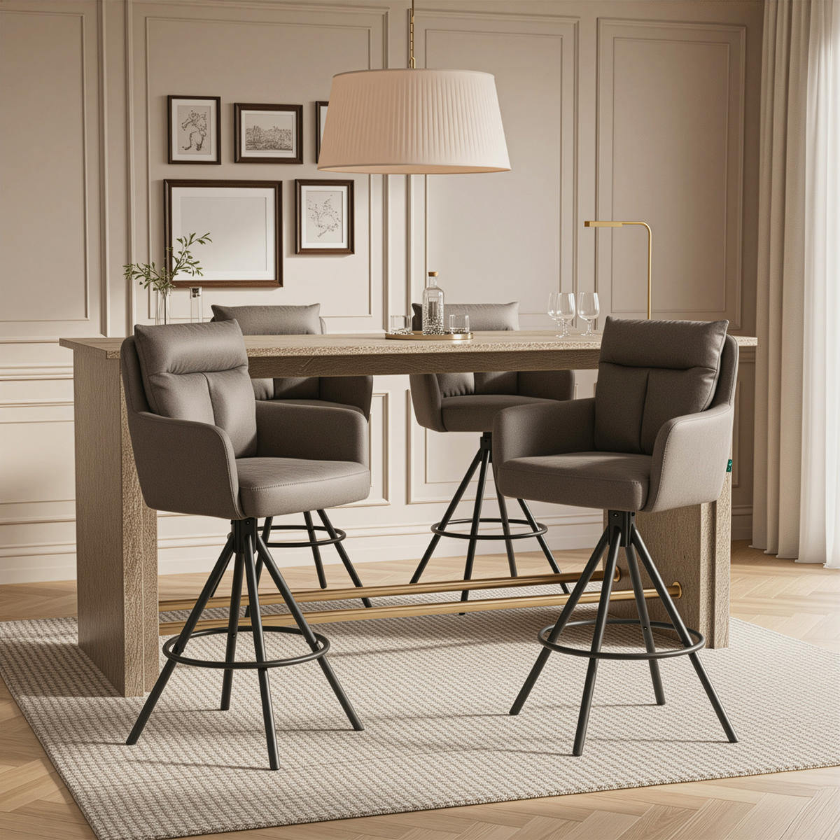 BARHOCKER Lio - Taupe/Schwarz, Textil/Metall (54/103/57cm) - DUBI Möbel
