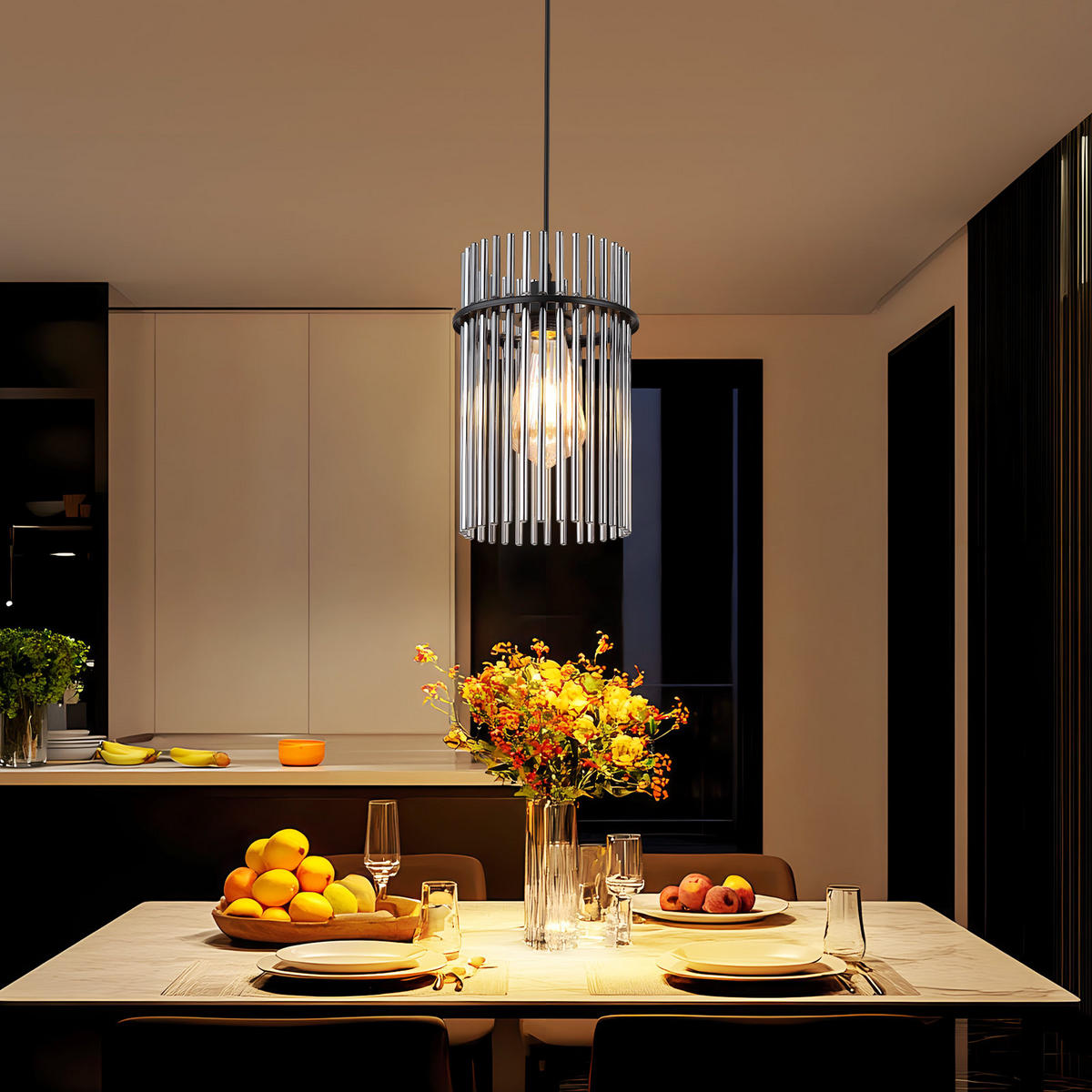 PENDELLEUCHTE Kaelen 16/10/150 cm - Schwarz, Metall (16/10/150cm) - ZMH