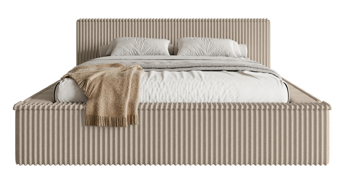 POLSTERBETT AFFOLIO Dunkelbeige 160x200 cm - Beige/Schwarz, Kunststoff/Textil (160/200cm) - Selsey