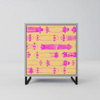SIDEBOARD SKATEBOARD ARTISTRY, Grau, 57,5x42x67,5 cm, Schwarze Metall-Rahmenfüße - Multicolor/Schwarz, Holzwerkstoff/Metall (57.5/67.5/42cm) - SpaceRebels