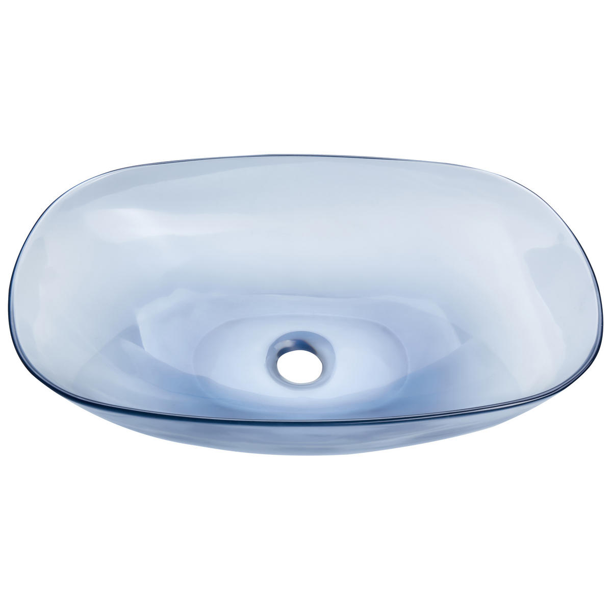 AUFSATZWASCHBECKEN Blau 54/36 cm Mineralwerkstoff Moengo - Blau/Transparent, Keramik (54/15/36cm) - Beliani