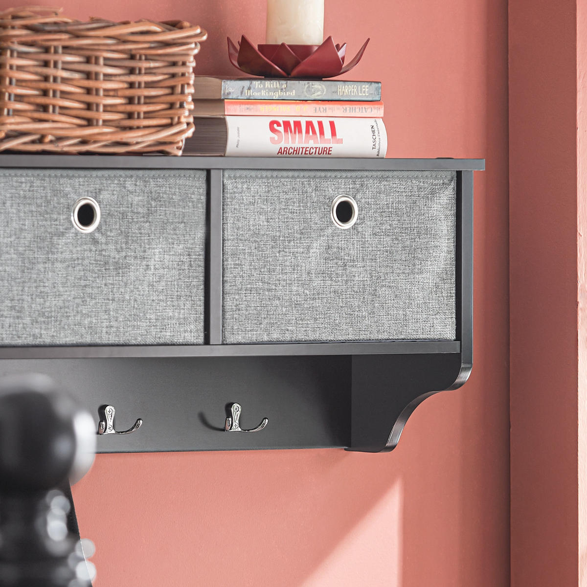 WANDGARDEROBE Schwarz - Schwarz, Holzwerkstoff (100/30/20cm) - SoBuy