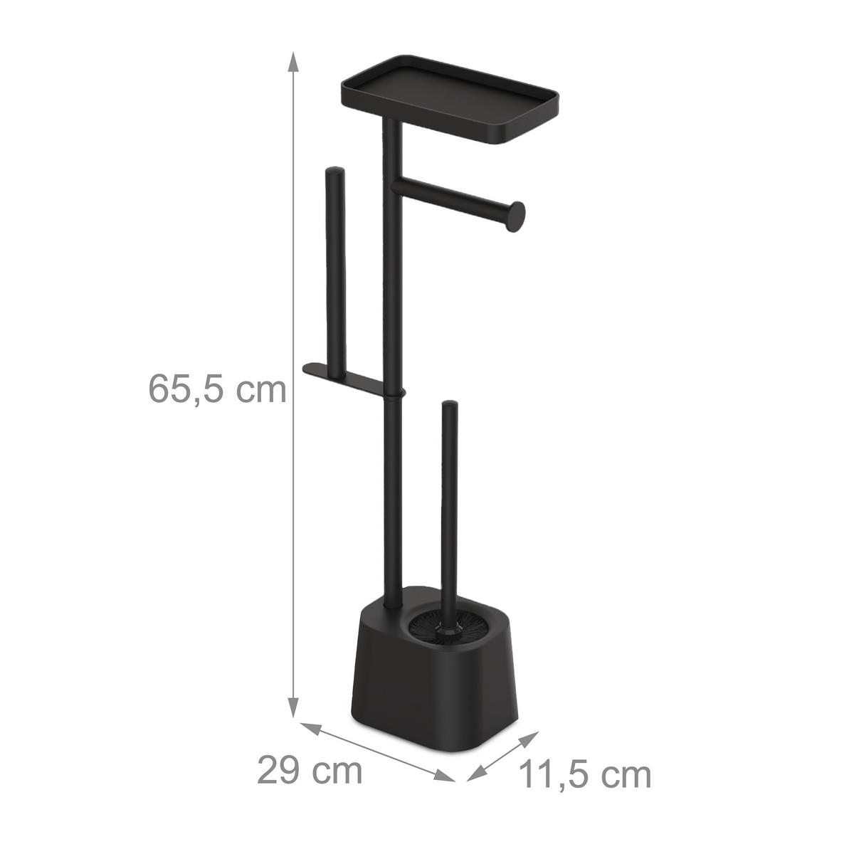 WC-GARNITUR - Schwarz, Kunststoff/Metall (29/65.5/11.5cm) - Relaxdays